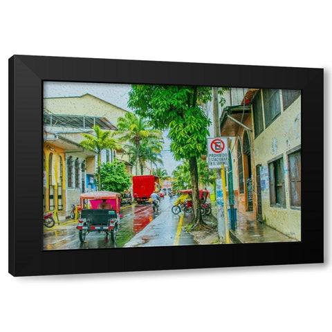 Rainy Street Iquitos Peru Black Modern Wood Framed Art Print with Double Matting by Murdock, Ramona