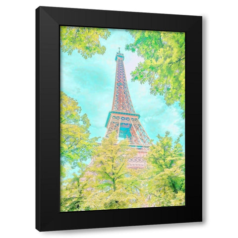 Pastel Eiffel in Trees Black Modern Wood Framed Art Print with Double Matting by Murdock, Ramona