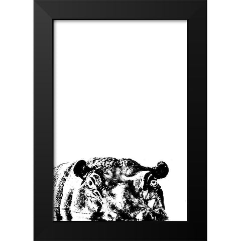 Happy Hippo Black Modern Wood Framed Art Print by Murdock, Ramona