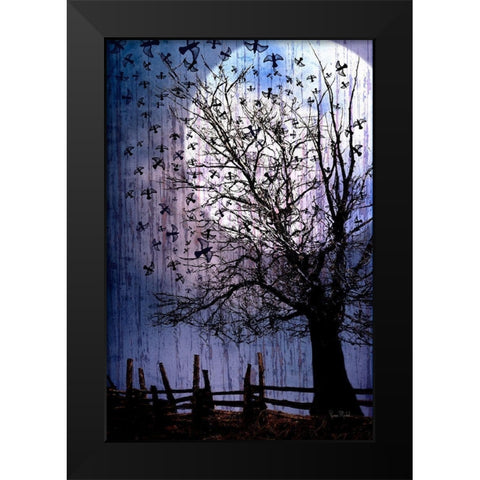 Bird Swarm Black Modern Wood Framed Art Print by Murdock, Ramona