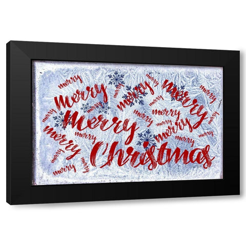 Merry Merry Christmas Black Modern Wood Framed Art Print by Murdock, Ramona