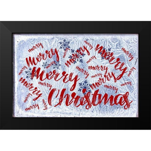Merry Merry Christmas Black Modern Wood Framed Art Print by Murdock, Ramona