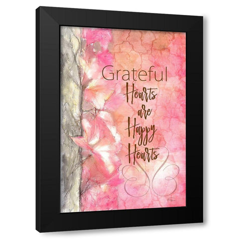 Grateful Hearts Black Modern Wood Framed Art Print by Murdock, Ramona