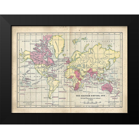 Vintage British Empire Map Black Modern Wood Framed Art Print by Murdock, Ramona