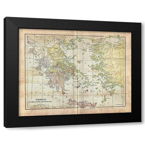 Vintage Greece Empire Map Black Modern Wood Framed Art Print with Double Matting by Murdock, Ramona
