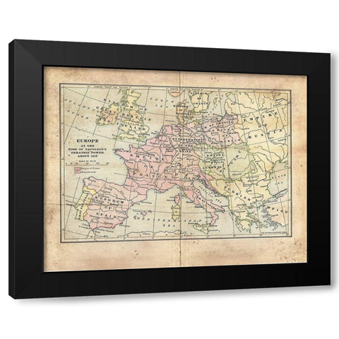 Vintage Napoleon Empire Map Black Modern Wood Framed Art Print by Murdock, Ramona