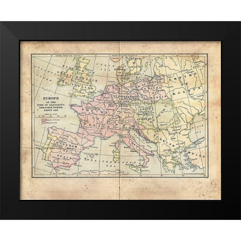 Vintage Napoleon Empire Map Black Modern Wood Framed Art Print by Murdock, Ramona