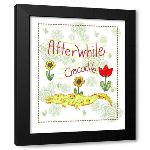 Afterwhile Crocodile Black Modern Wood Framed Art Print with Double Matting by Murdock, Ramona