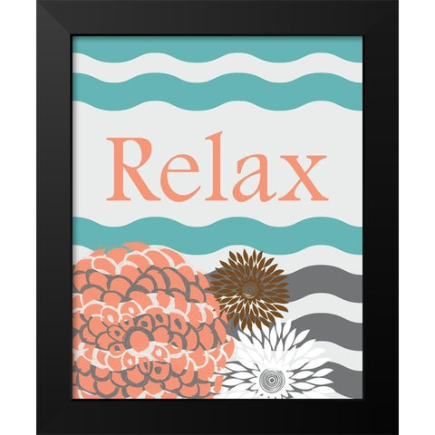Relax Waves Black Modern Wood Framed Art Print by Murdock, Ramona
