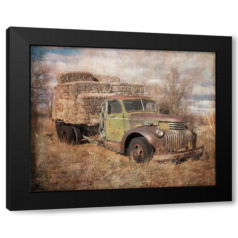 Vintage Hay Truck Black Modern Wood Framed Art Print with Double Matting by Murdock, Ramona