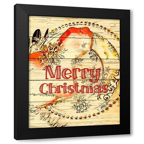 Merry Christmas Black Modern Wood Framed Art Print with Double Matting by Murdock, Ramona
