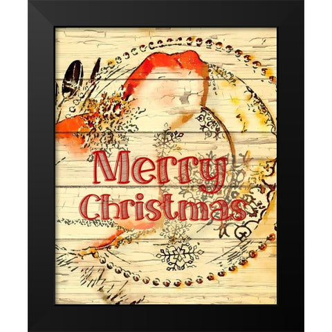 Merry Christmas Black Modern Wood Framed Art Print by Murdock, Ramona