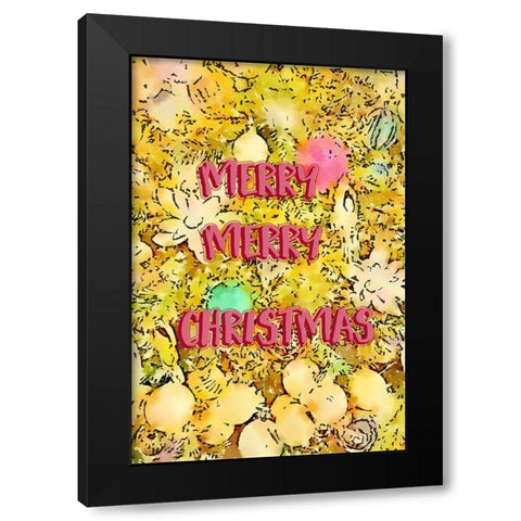 Merry Merry Christmas Black Modern Wood Framed Art Print by Murdock, Ramona