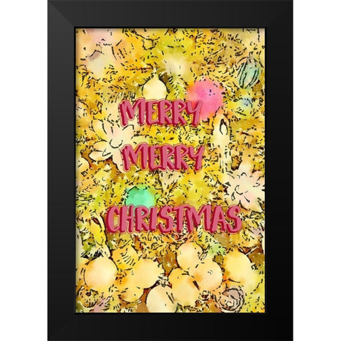 Merry Merry Christmas Black Modern Wood Framed Art Print by Murdock, Ramona
