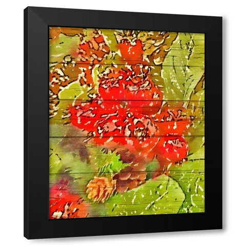 Holly and Berries Black Modern Wood Framed Art Print with Double Matting by Murdock, Ramona