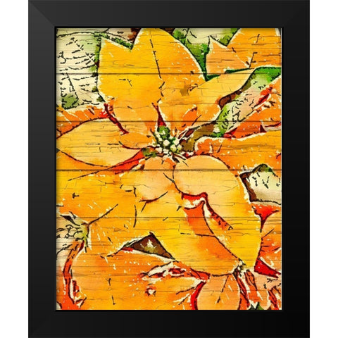 Poinsettia Gold Black Modern Wood Framed Art Print by Murdock, Ramona