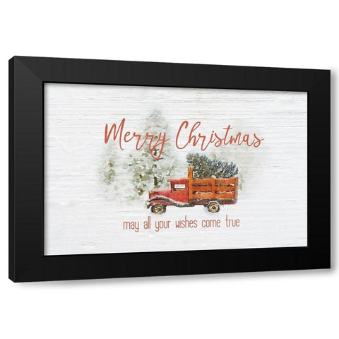 Merry Christmas Trees Black Modern Wood Framed Art Print by Murdock, Ramona