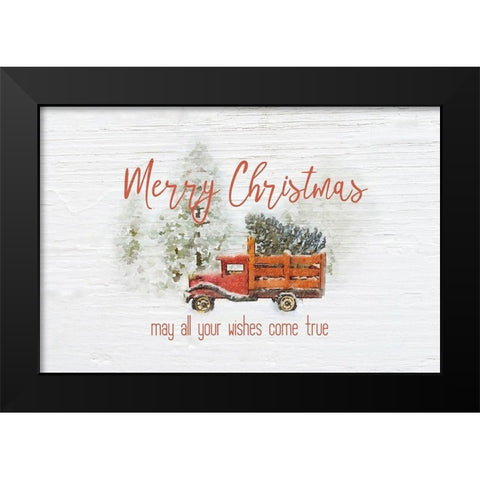Merry Christmas Trees Black Modern Wood Framed Art Print by Murdock, Ramona
