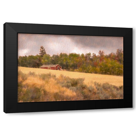 Autumn Barn Black Modern Wood Framed Art Print by Murdock, Ramona
