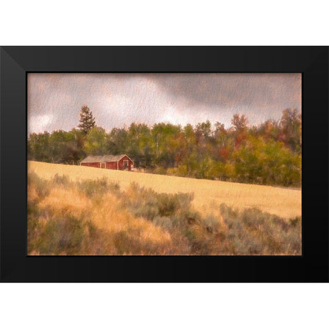 Autumn Barn Black Modern Wood Framed Art Print by Murdock, Ramona