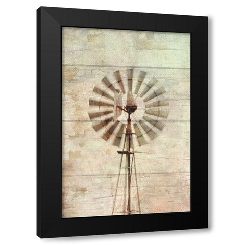 Windmill Abstract Black Modern Wood Framed Art Print by Murdock, Ramona