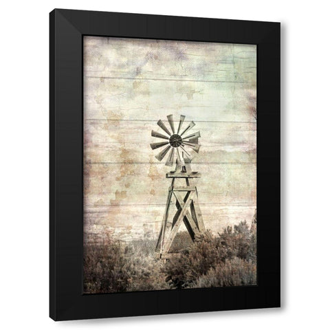 Windmill Silent Black Modern Wood Framed Art Print with Double Matting by Murdock, Ramona