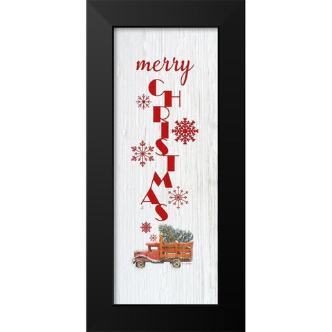 Merry Christmas Black Modern Wood Framed Art Print by Murdock, Ramona