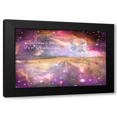 Tell All His Wonderful Works Black Modern Wood Framed Art Print by Murdock, Ramona