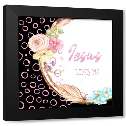 Jesus Loves Me Black Modern Wood Framed Art Print by Murdock, Ramona