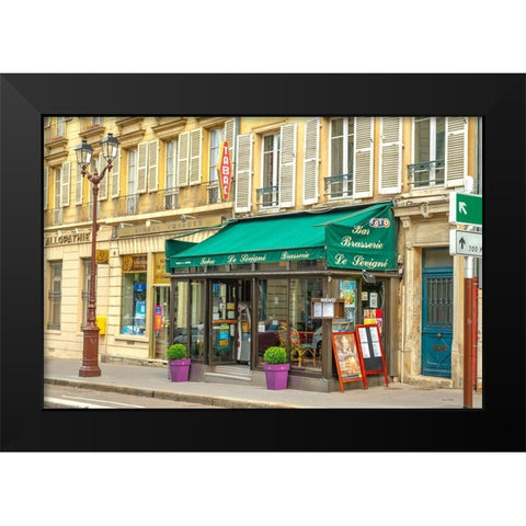 Paris Brasserie Black Modern Wood Framed Art Print by Murdock, Ramona