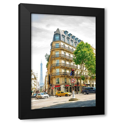Paris Corner Black Modern Wood Framed Art Print with Double Matting by Murdock, Ramona