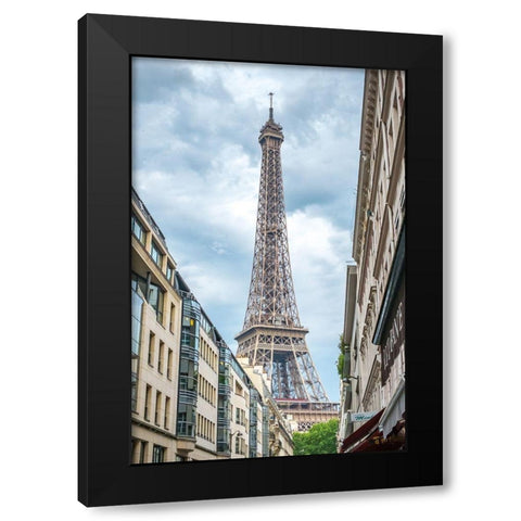 Eiffel Tower Black Modern Wood Framed Art Print with Double Matting by Murdock, Ramona