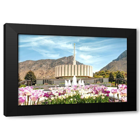 Provo Temple Black Modern Wood Framed Art Print by Murdock, Ramona