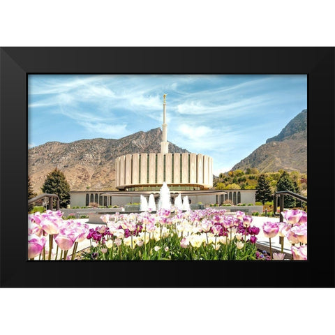 Provo Temple Black Modern Wood Framed Art Print by Murdock, Ramona