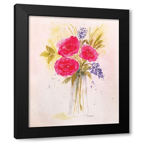 Roses in Clear Vase Black Modern Wood Framed Art Print by Murdock, Ramona