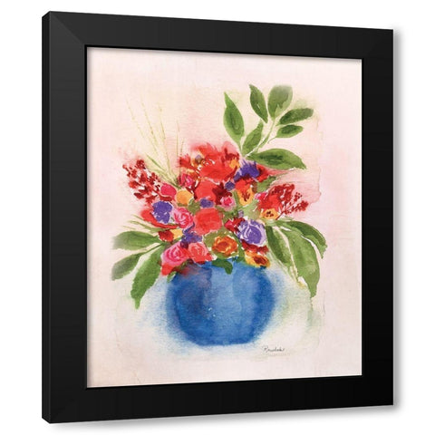 Round Blue Vase Black Modern Wood Framed Art Print by Murdock, Ramona