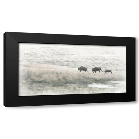 Buffalo Stampede Black Modern Wood Framed Art Print by Murdock, Ramona