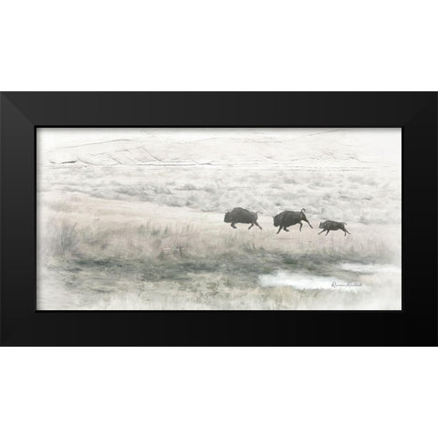 Buffalo Stampede Black Modern Wood Framed Art Print by Murdock, Ramona
