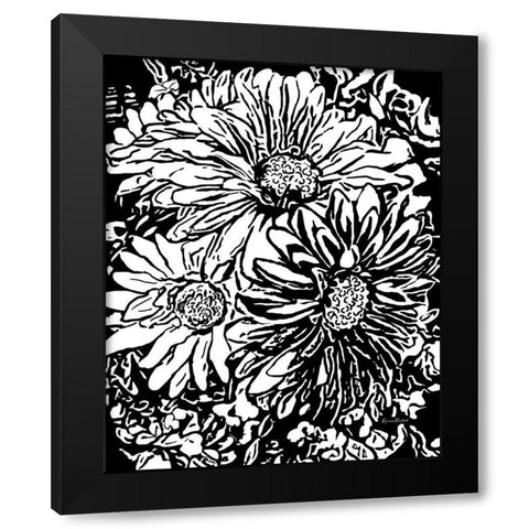 BW Floral No. 1 Black Modern Wood Framed Art Print by Murdock, Ramona