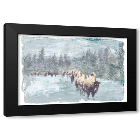 Buffalo Herd Black Modern Wood Framed Art Print with Double Matting by Murdock, Ramona