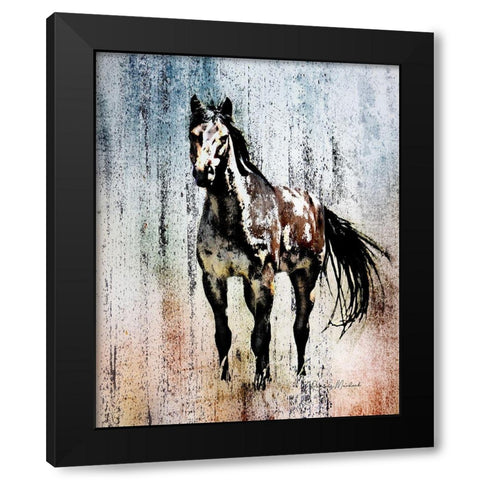 The Mustang King Black Modern Wood Framed Art Print by Murdock, Ramona