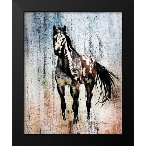 The Mustang King Black Modern Wood Framed Art Print by Murdock, Ramona