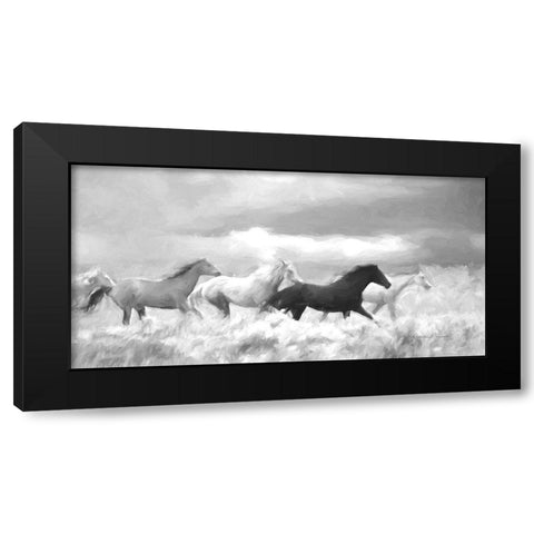 Mustang Herd I BW Black Modern Wood Framed Art Print with Double Matting by Murdock, Ramona