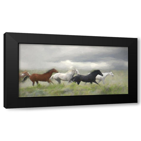 Mustang Herd I Black Modern Wood Framed Art Print with Double Matting by Murdock, Ramona