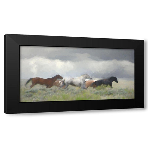 Mustang Herd II Black Modern Wood Framed Art Print by Murdock, Ramona