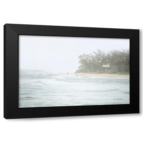 Misty Beach Walk Black Modern Wood Framed Art Print by Murdock, Ramona