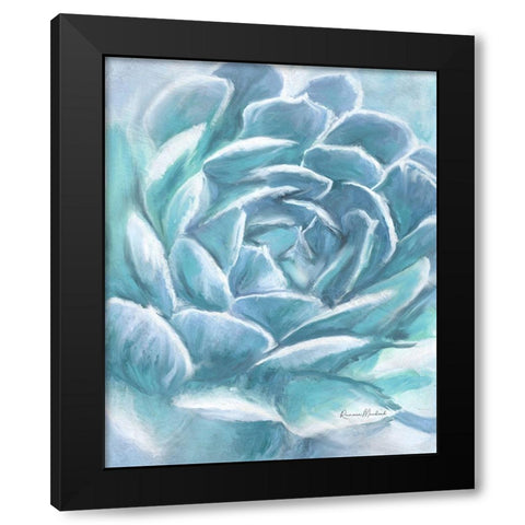 Aqua Succulent Black Modern Wood Framed Art Print with Double Matting by Murdock, Ramona