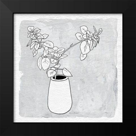 Leafy Branch with Vase Black Modern Wood Framed Art Print by Murdock, Ramona