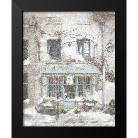 Christmas in Paris Black Modern Wood Framed Art Print by Murdock, Ramona