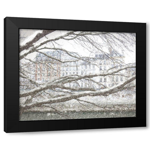 Snow Day in Paris Black Modern Wood Framed Art Print by Murdock, Ramona